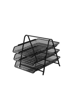 Black metal document rack for 3 folders or notebooks