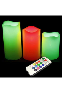3-Pack Remote‑Controlled LED Candles – Paraffin‑Coated, 12 Colors, Timer Function