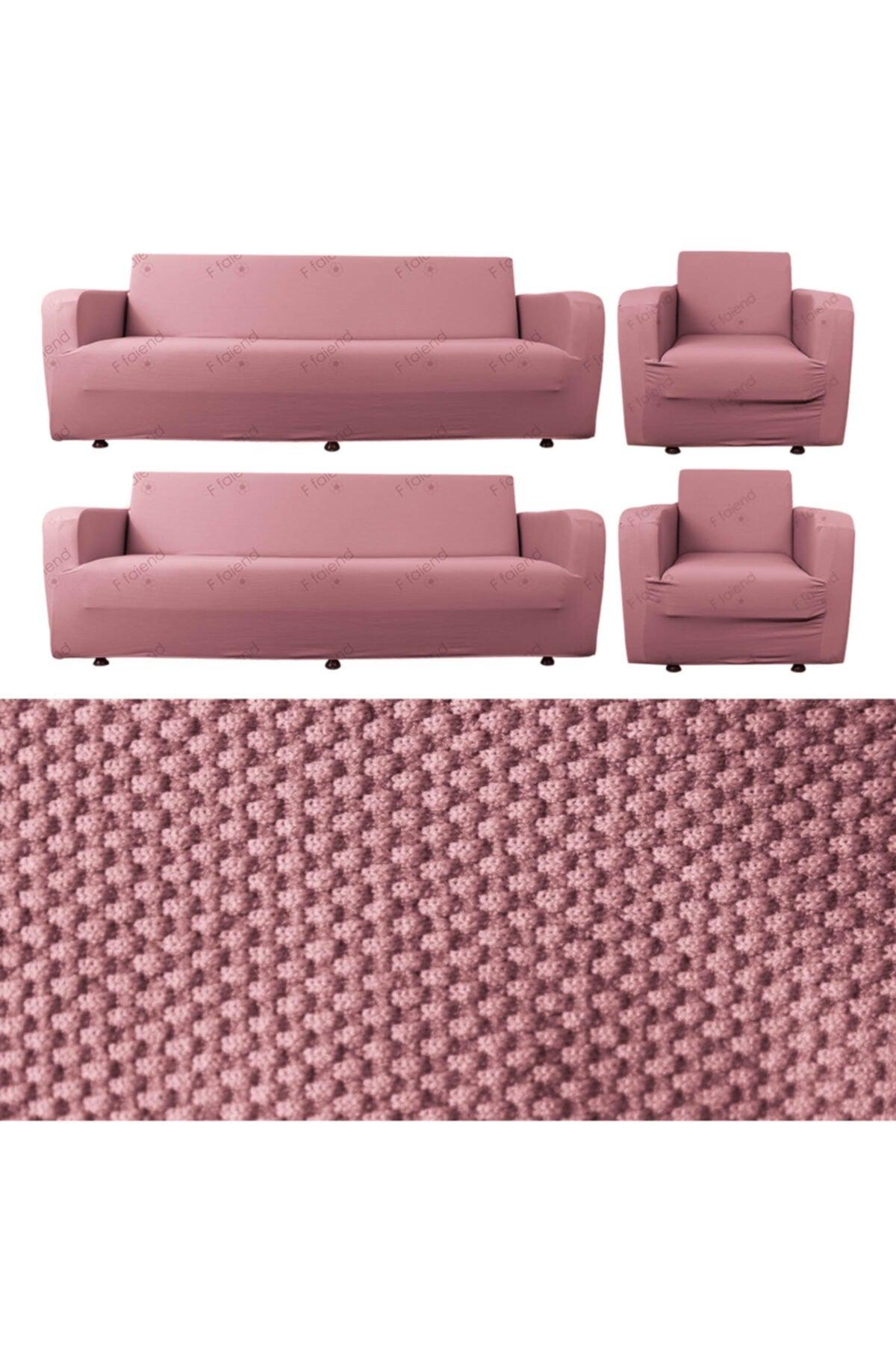 Pink Elastic Flexible Sofa Cover Set 3+3+1+1 Maxi Set - Swordslife