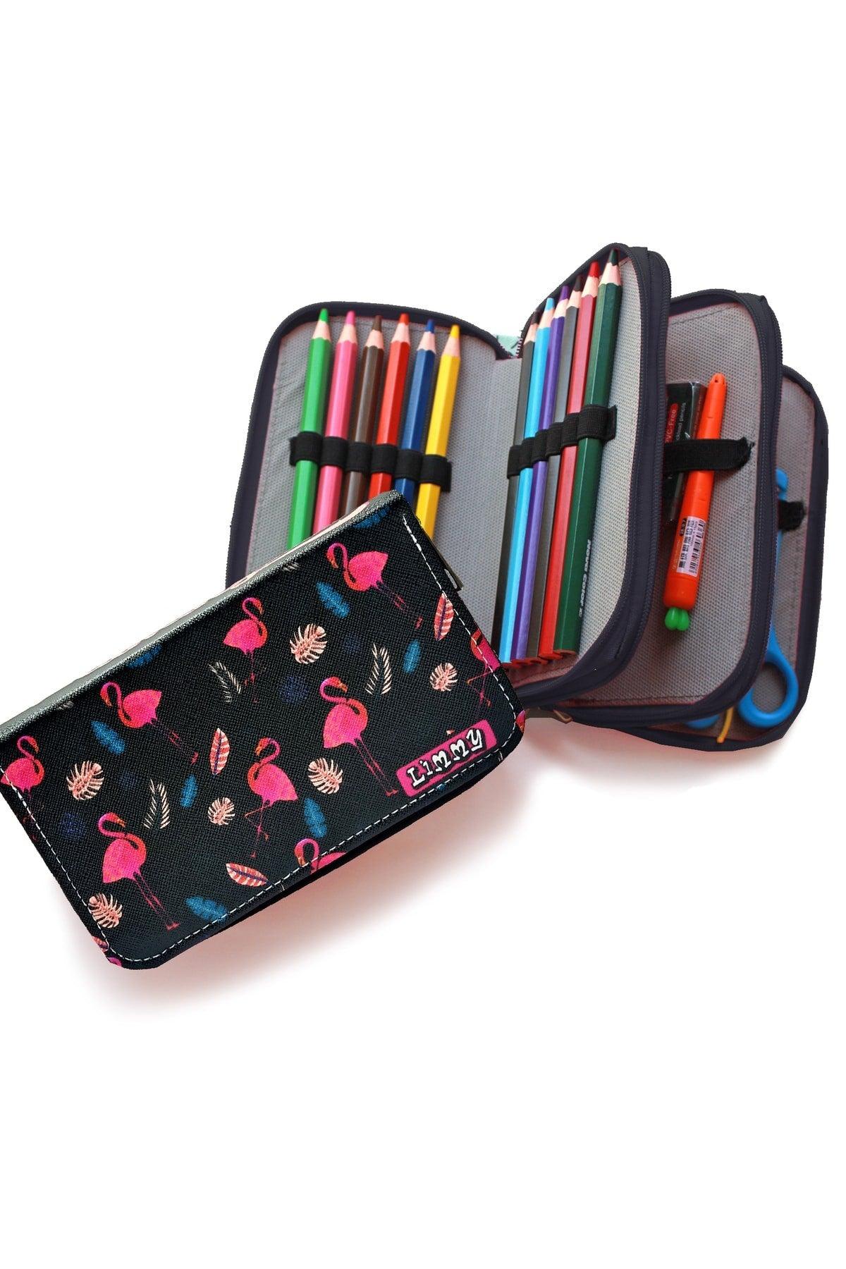 Pencil Case Flamingo Black Kawai Organizer