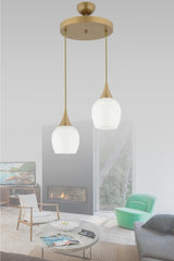 Suspended 2 Pale White Opaque Glass Chandelier - Swordslife