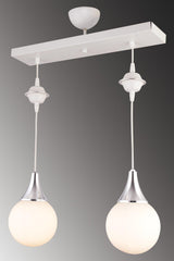 Suspension Lined White 2 Pair White Globe Glass Chrome Downward Facing Luxury Chandelier - Swordslife