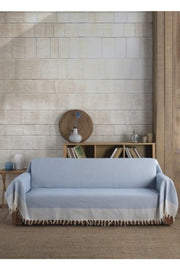 Petrol Blue Organic Buldan Cloth Covering the Arms Oversize 180 X 300 Cm Sofa Cover Cotton - Swordslife