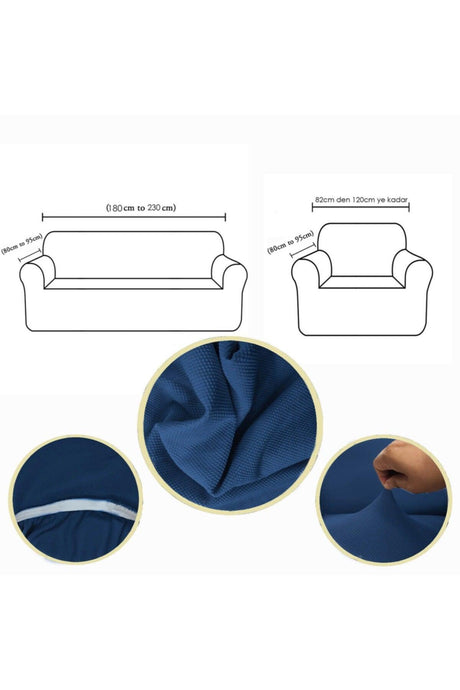 Petrol Blue Elastic Elastic Sofa Cover Set Sofa Cover Set 3 3 1 1 Maxi Set - Swordslife