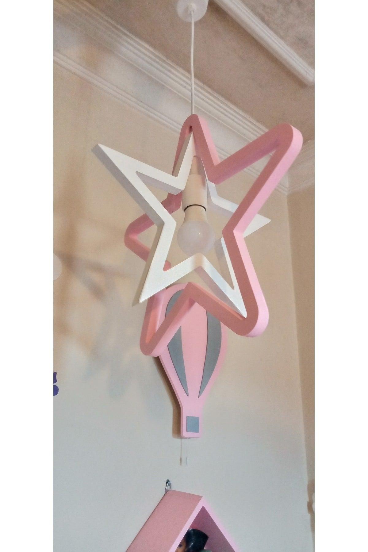 Pink White Double Star Chandelier Lighting Kids Room Decoration Accessory - Swordslife