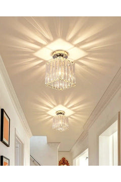 Silver metal ceiling chandelier with single E27 socket for LED bulbs