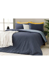 Plain Cotton Double Duvet Cover Set 200x220 cm Blue - Navy Blue - Swordslife