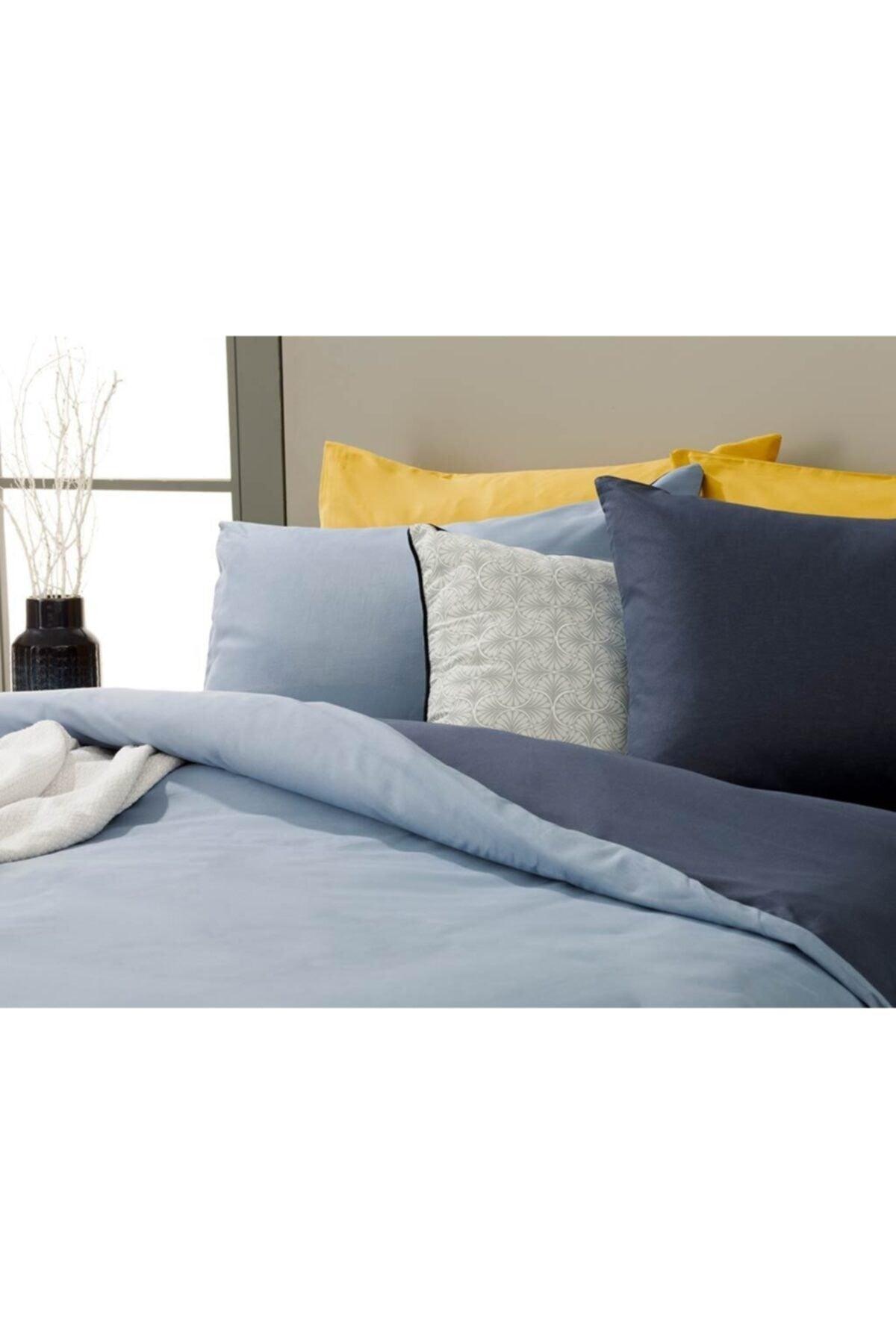 Plain Cotton Double Duvet Cover Set 200x220 cm Blue - Navy Blue - Swordslife