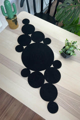 Pointy Black Washable Cotton Straw Rope Living Room Coffee Table Kitchen Table Cloth Runner - Swordslife