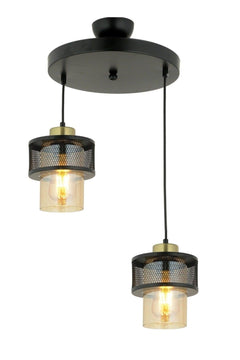 Modern Double Pendant Chandelier with Glass Shades 30 cm