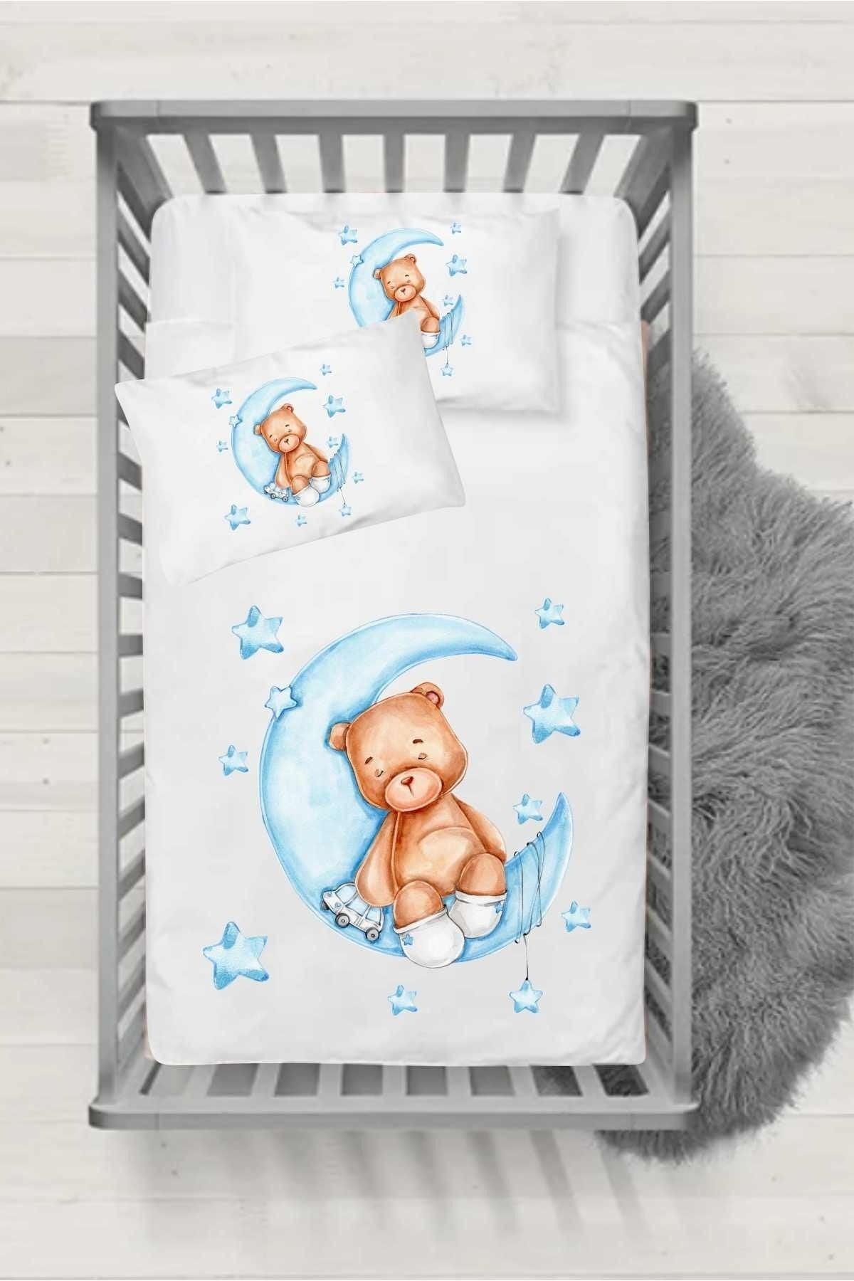 Ranforce Series Baby Duvet Cover Set - Blue Teddy Bear - Swordslife