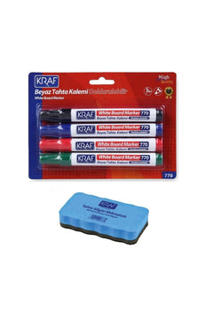 Refillable gel pen set with magnetic eraser, 5 colors