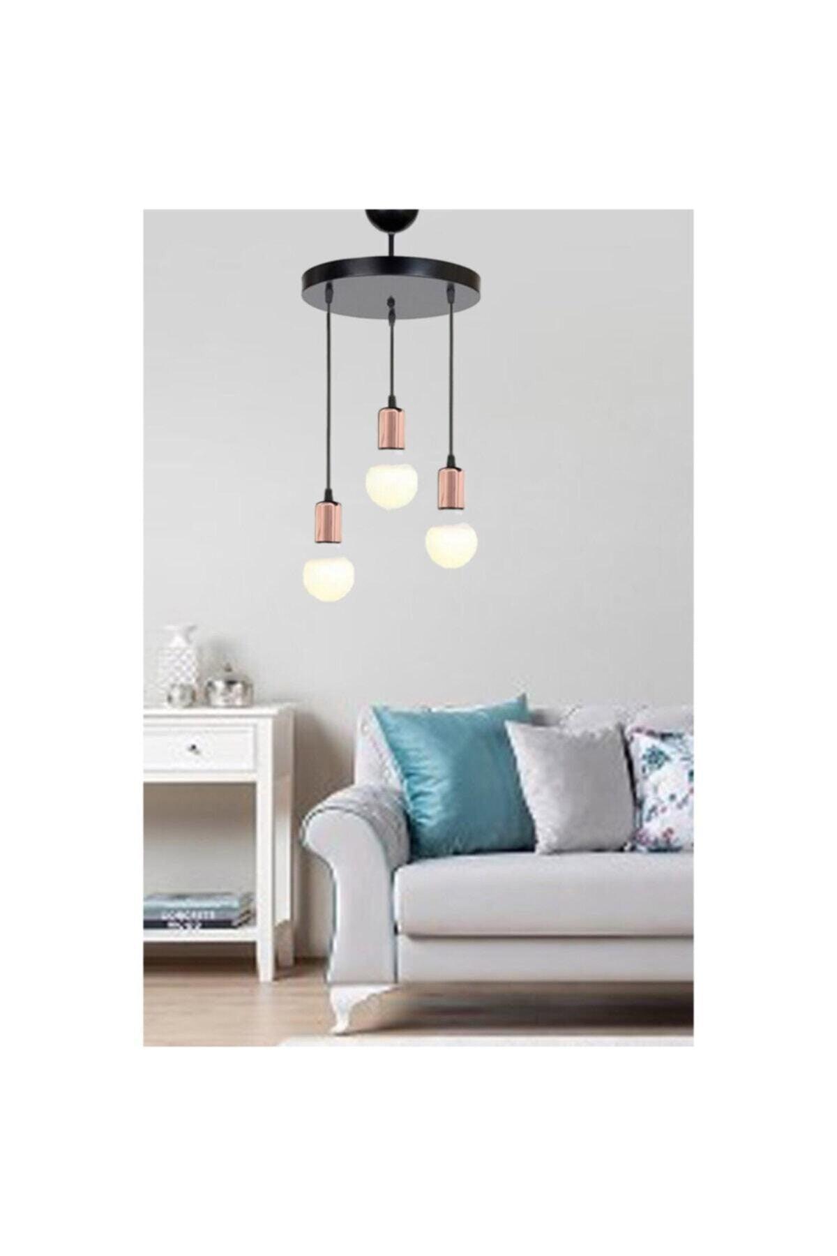 Retro Model Rose Color 3-Set Living Room Kitchen Suspended Chandelier - Swordslife