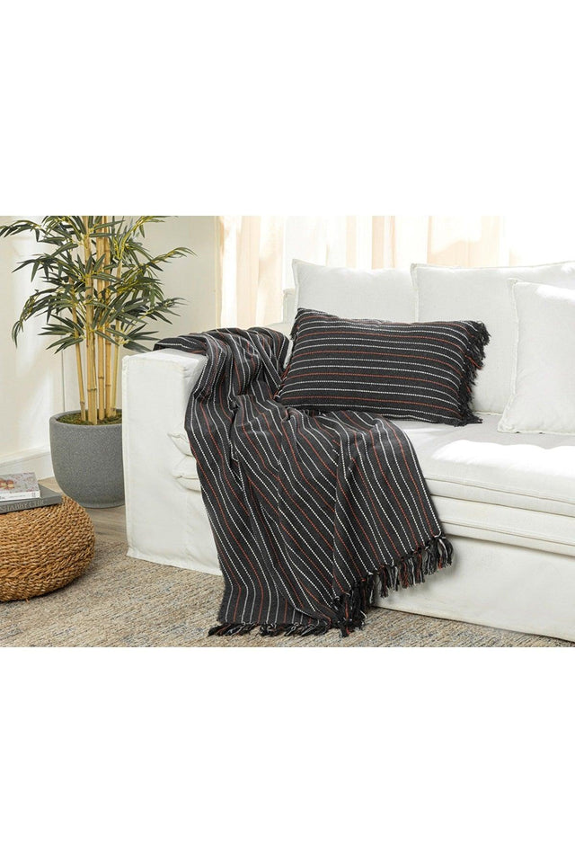 Reverie Cotton Polyester Throw 130x170 Cm Anthracite - Swordslife