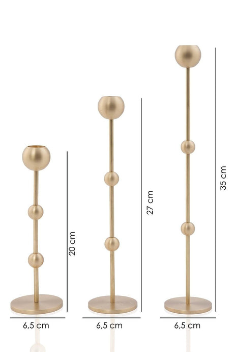 Brass Handmade Long Ball Candlestick Dubai Triple Set - Swordslife