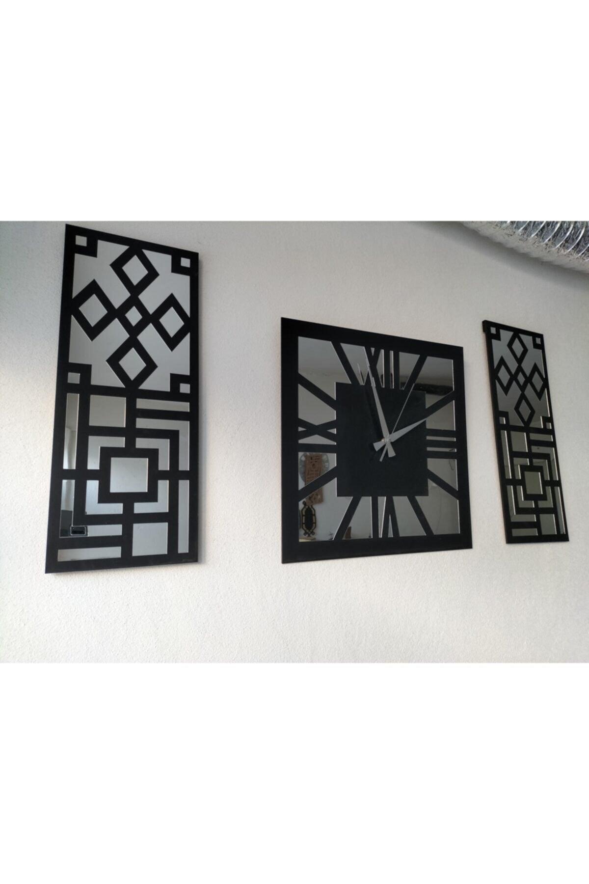 Roman Numeral Modern & Stylish Design Mdf Silver Color Mirrored Plexi 3-Wall Clock Set - Swordslife