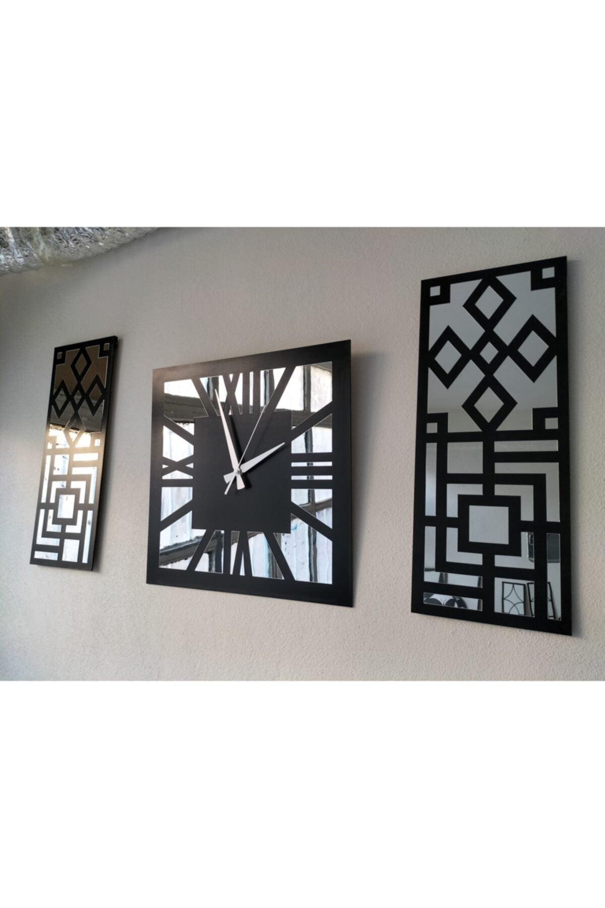 Roman Numeral Modern & Stylish Design Mdf Silver Color Mirrored Plexi 3-Wall Clock Set - Swordslife