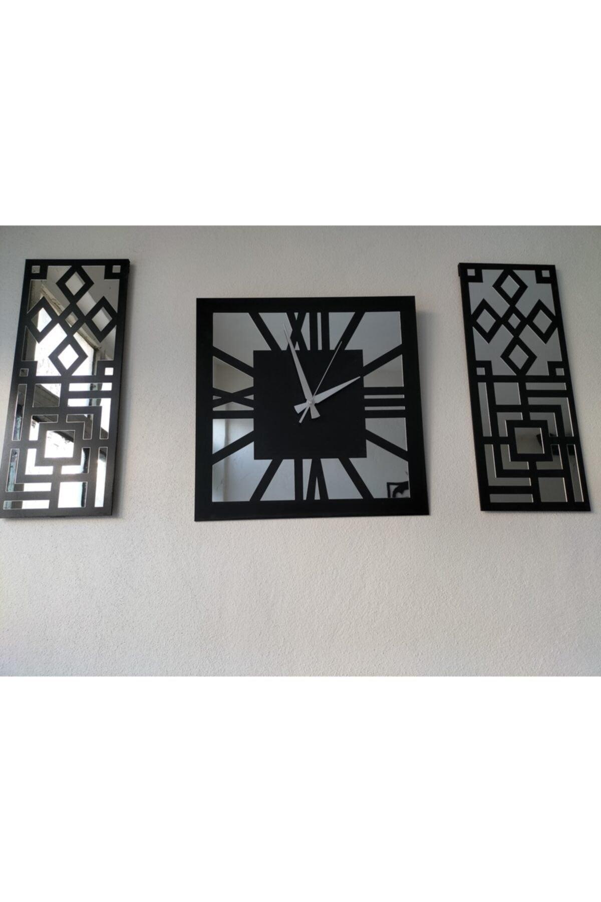Roman Numeral Modern & Stylish Design Mdf Silver Color Mirrored Plexi 3-Wall Clock Set - Swordslife