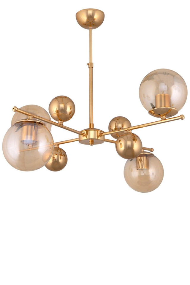 Salkım 4 Ball Honey Glass Gold Yellow Pendant Lamp Çakır Chandelier - Swordslife