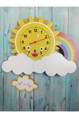 Wooden Cloud Kids Room Wall Clock With Swinging Pendulum - Swordslife