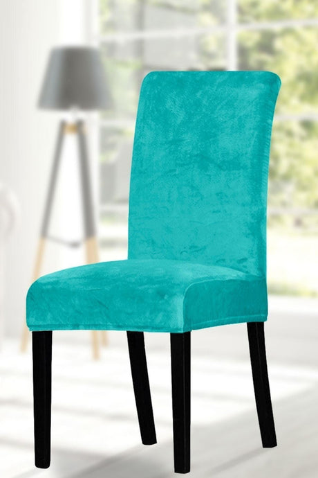 Chair Cover. 6 L. Quality Velvet Fabric. Wide-Length Lycra Cover with Elastic Edges. Turquoise Color - Swordslife