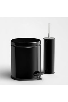 Black bathroom set with toilet brush and holder 5 liters