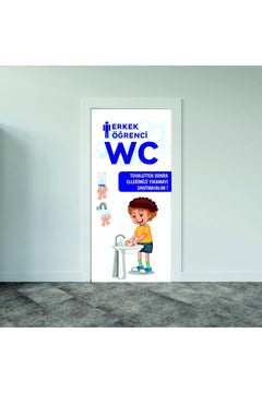 Custom school door decal for male restroom