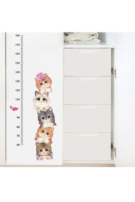 Cute Cats Height Measuring Ruler Sticker Kids Room Wall Sticker - Swordslife