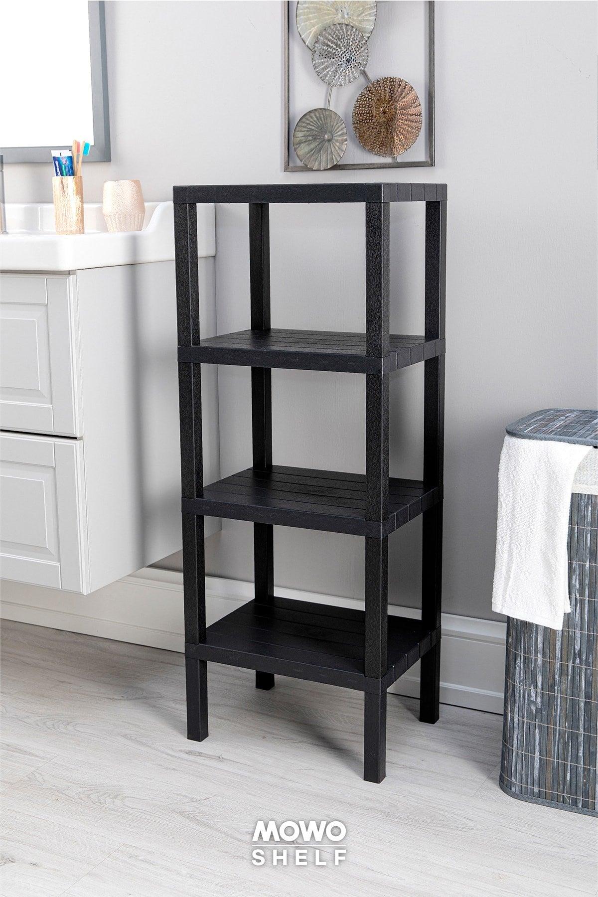 Shelf 4-Tier Organizer Shelving Unit Black, Bookshelf, Bathroom, Kitchen Shelf. Shoe Rack, Organizer - Swordslife