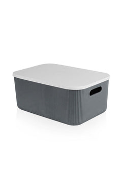 13L Gray Toy Storage Box with Stackable Design
