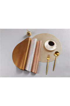 Set of six silver plastic placemats 38 cm long