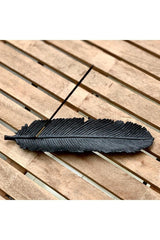 Simurgh Feather Stick Incense Holder 1 Piece Black - Swordslife