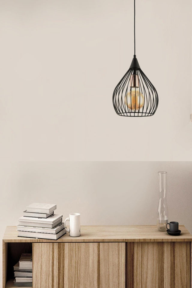 Single Pear Shaped Wire Cage Kitchen Hallway Floor Lamp Chandelier (WITH CHAIN) - Swordslife