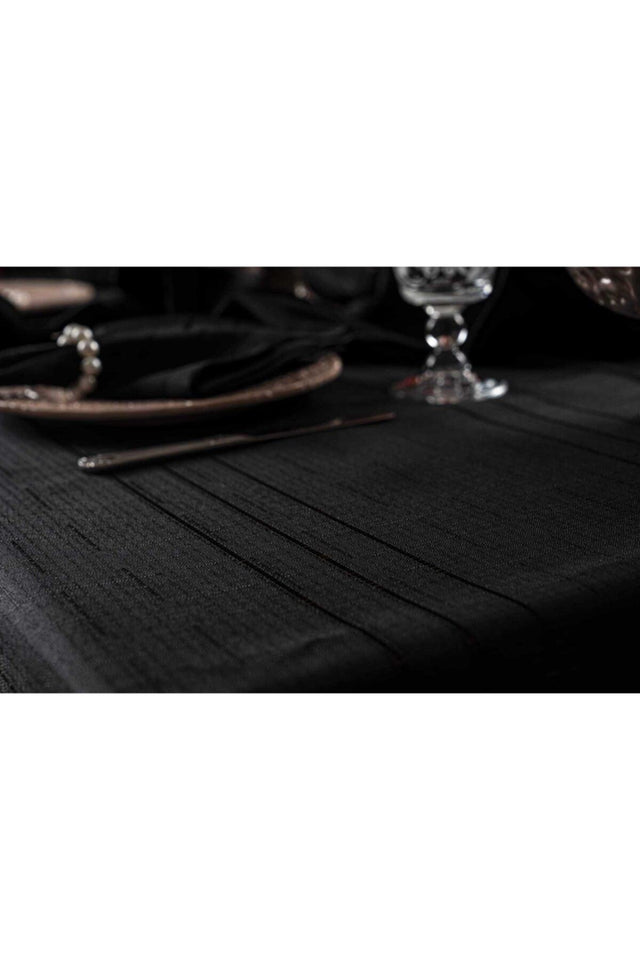 Black Linen Woven Carefree Table Cloth - Swordslife