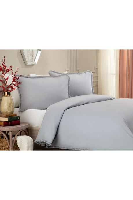 Sona Double Duvet Cover Set with Tassels - Gray - Swordslife