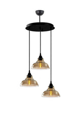 Special Model Triple Black Round Modern Smoked Glass Pendant Lamp Chandelier - Swordslife