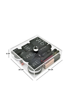 Square acrylic makeup organizer with lid