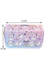 Pencil Case Unicorn Cute Three Compartment Vegan