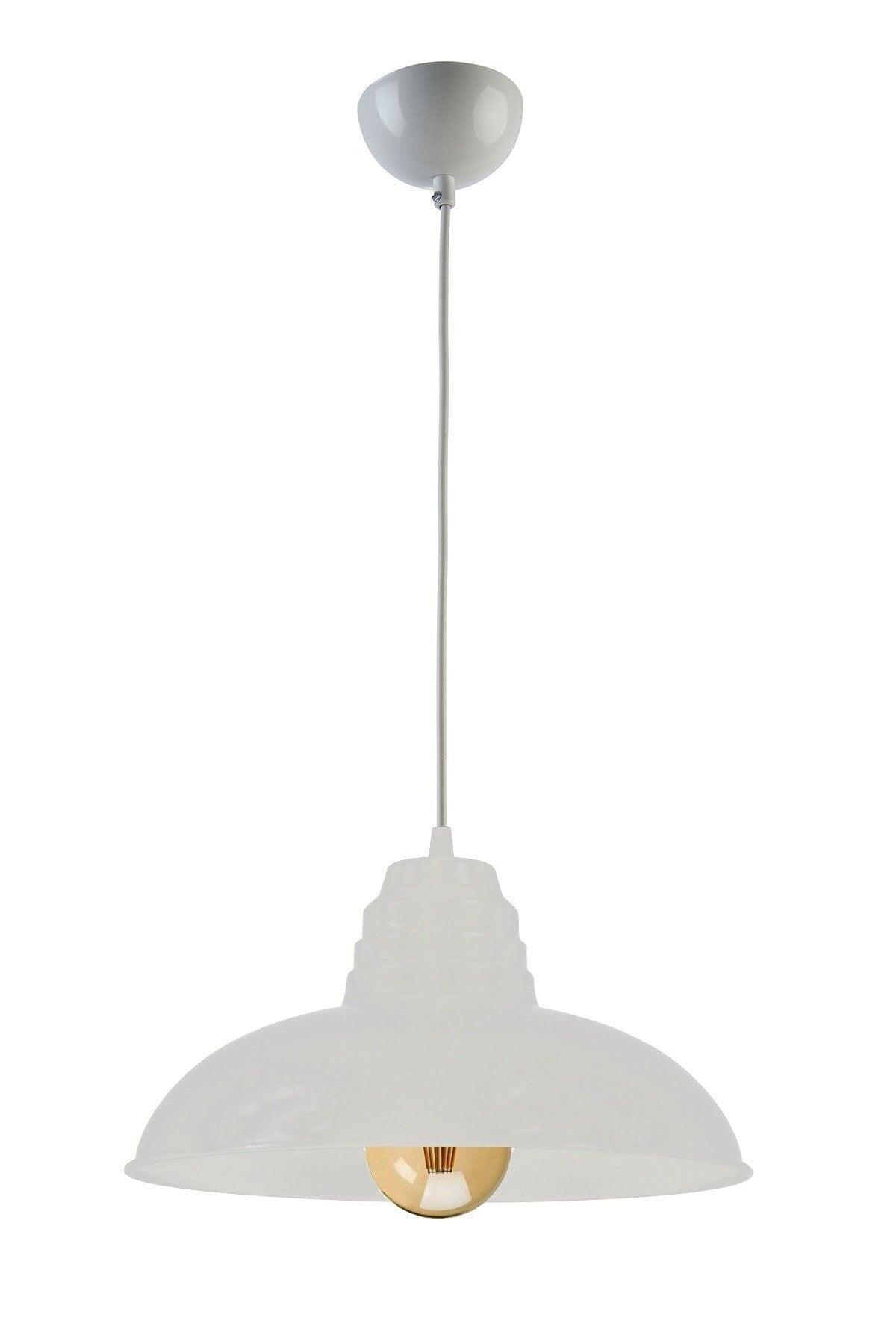 Sidney Large (32 CM DIA) Retro Rustic Model Modern Metal White Color Pendant Lamp Cafe - Kitchen Single Chandelier - Swordslife