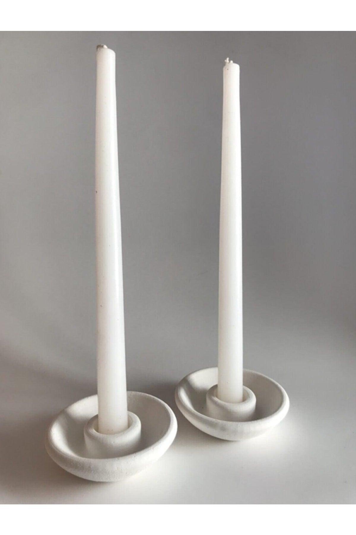 Tall White 2 Piece Candlestick Holder - Swordslife