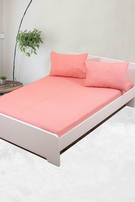 Single Elastic Bed Sheet And 1 Pillowcase 100x200 Salmon Pink - Swordslife