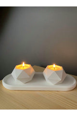 Concrete Candle Holder Set with Tray - Swordslife