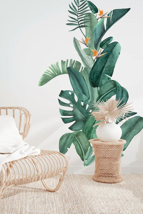 Tropical Leaves Watercolor Wall Sticker - Swordslife