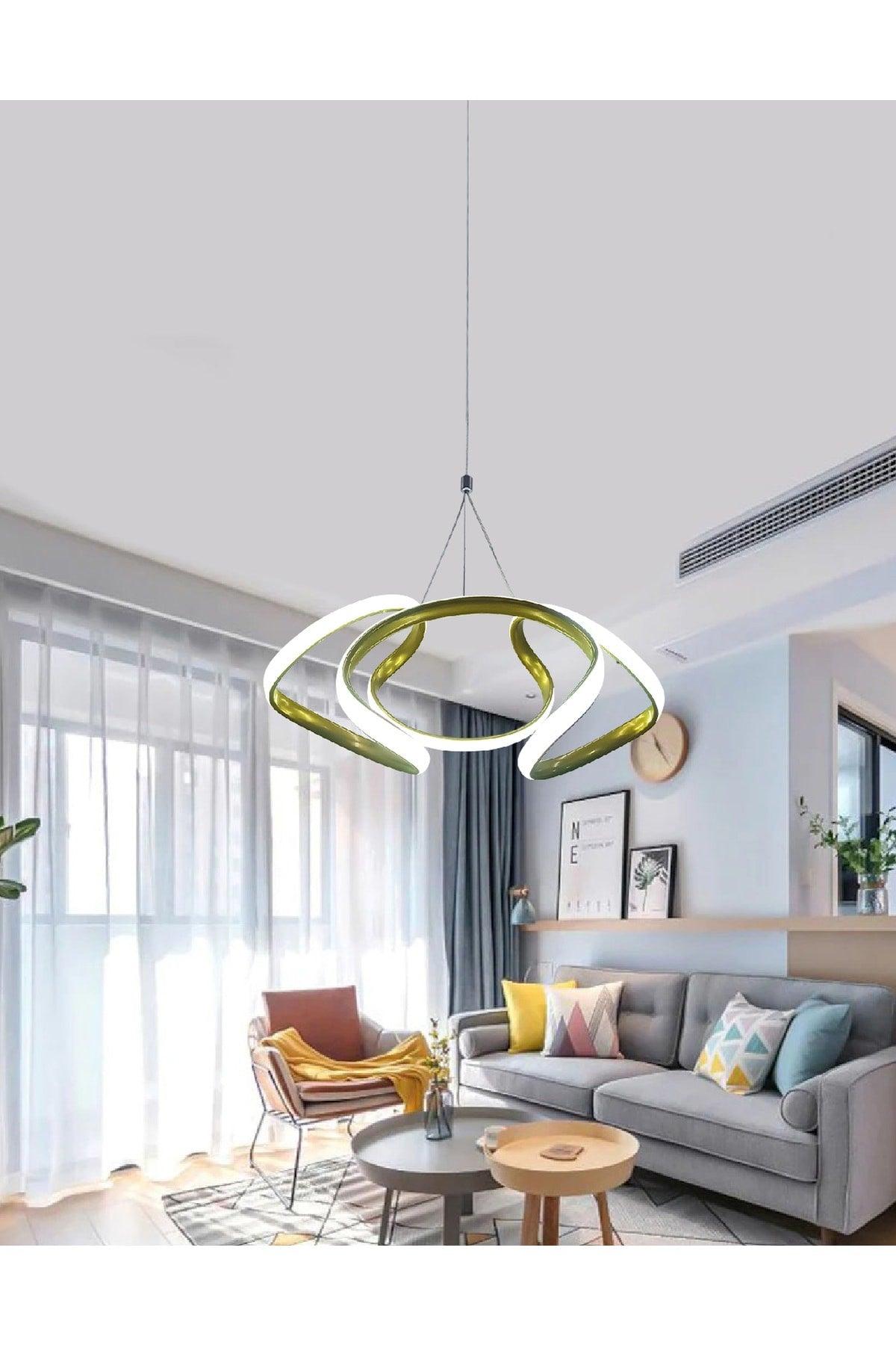 Tulip Pendant Lamp Gold Color Led Chandelier White Light