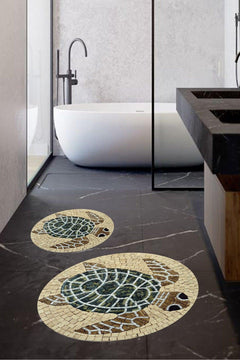 Soft and Absorbent Bathroom Rug Set with Turtle Pattern, Non-Slip and Hygienic