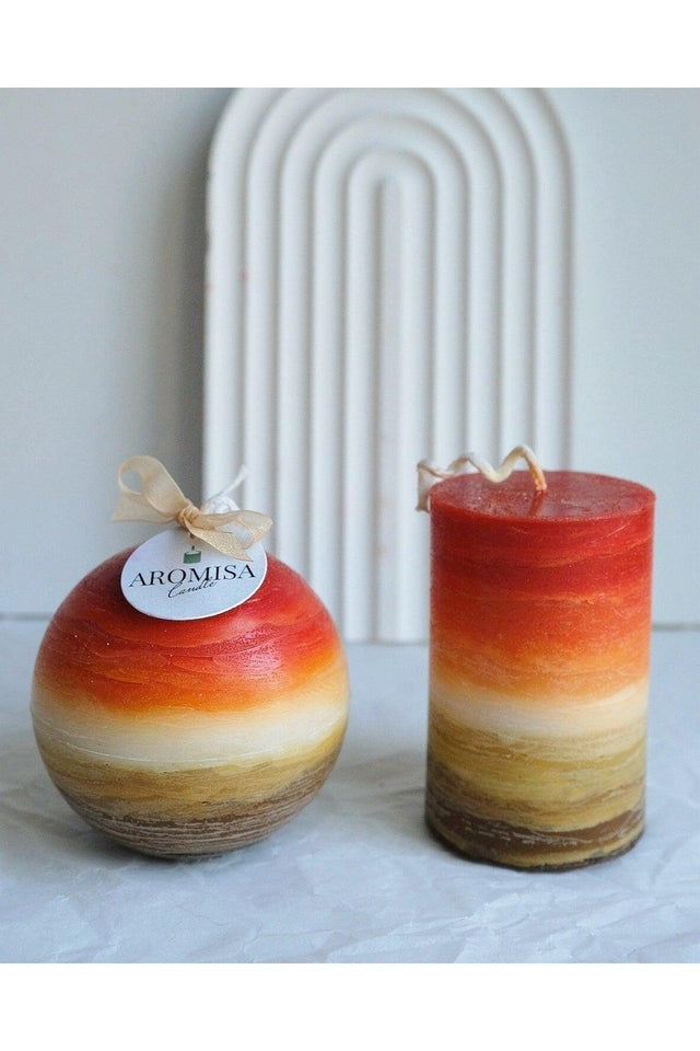 Orange And Brown Gradient Candle Set - Swordslife