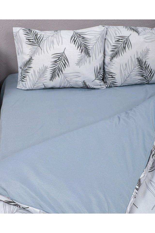 Feather Pattern Double Duvet Cover Set, Reversible Duvet Cover, Feather & Gray - Swordslife