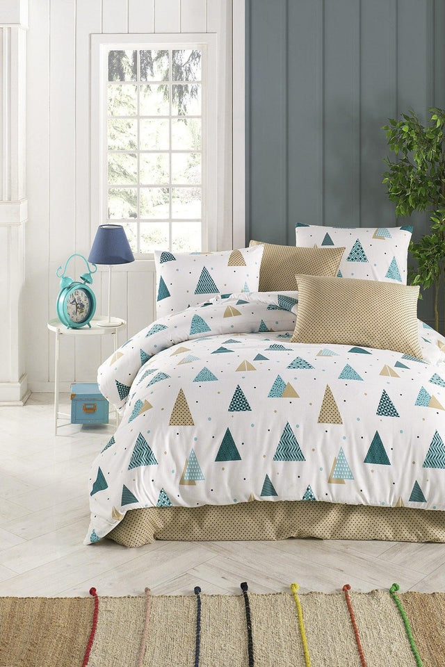 Triangle Polka Dot White Double Duvet Cover Set - Swordslife