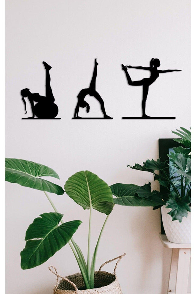 Triple Pilates Set Decor Table Mdf Wood Laser Cut Wall Panel Black 3mm - Swordslife