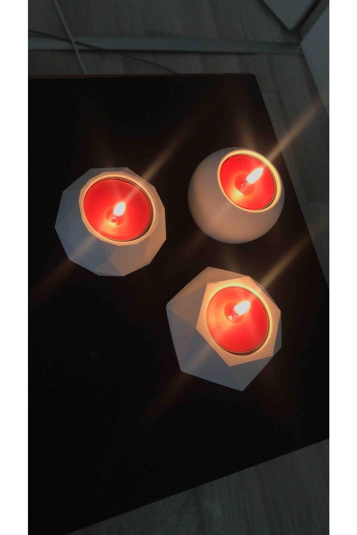 Triple Tealight Concrete Candle Holder Set&ht Design Matches - Swordslife